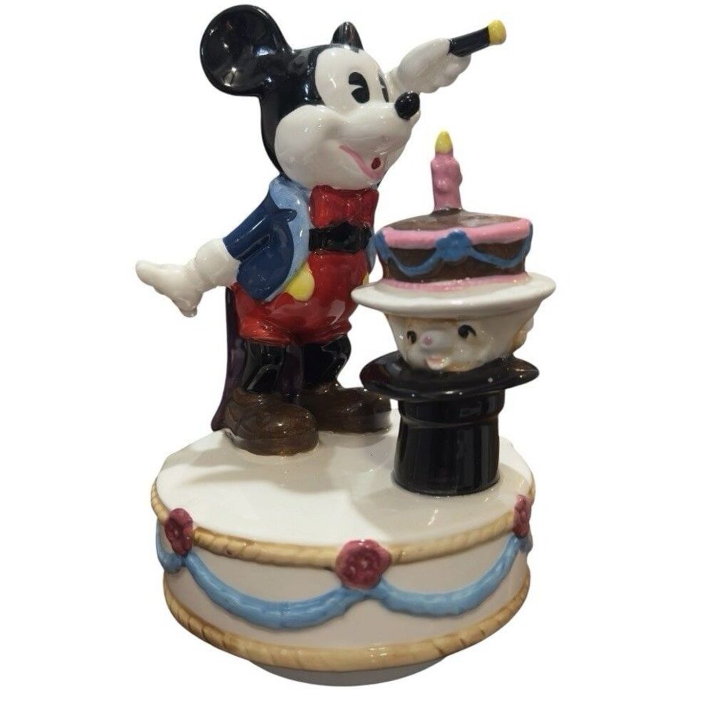 Vintage Schmid Disney Magician Mickey Mouse Music Box "It's a Small World" Works